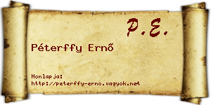 Péterffy Ernő névjegykártya